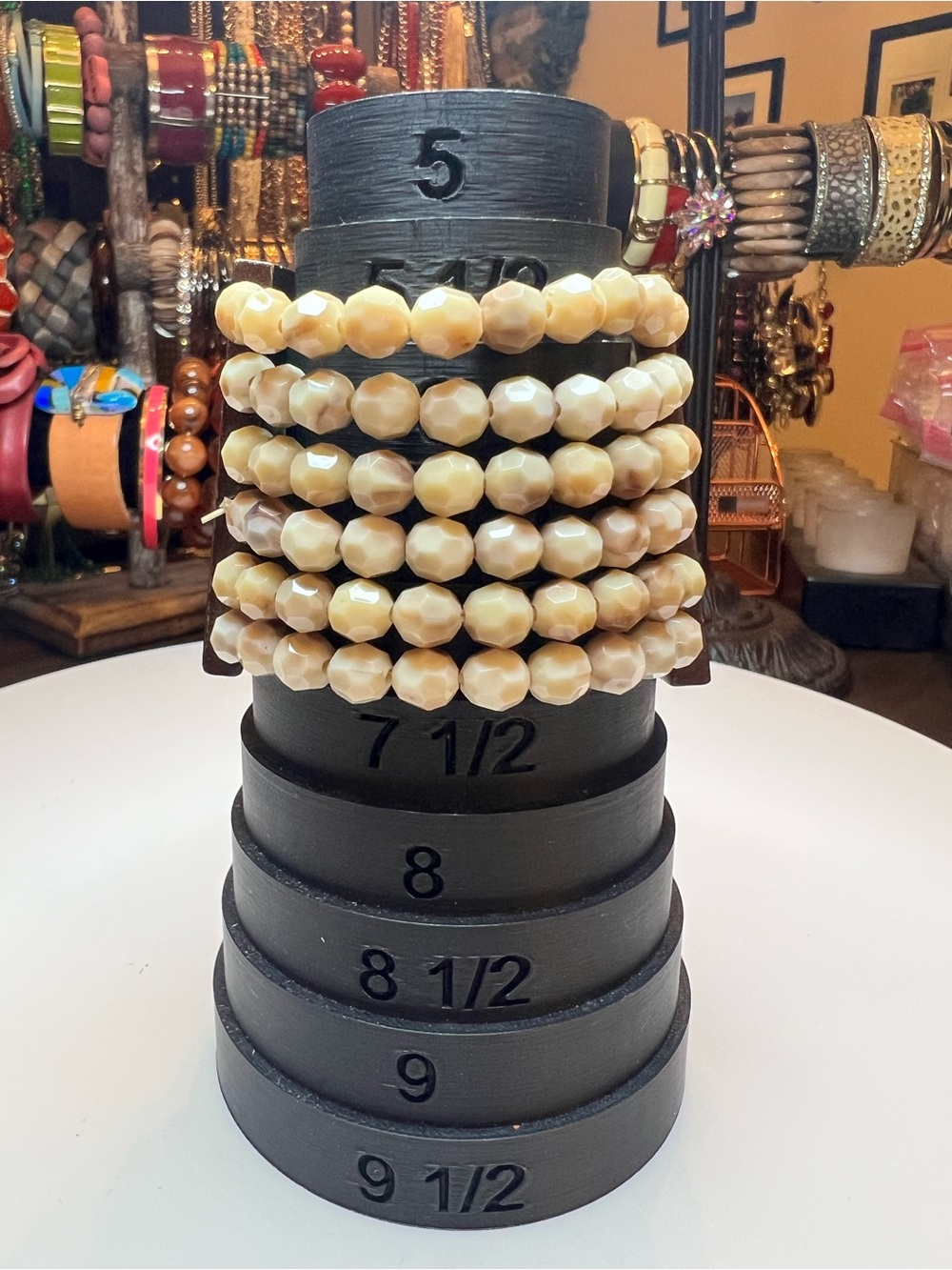 Classic Cream Beaded Stretch Bracelet
